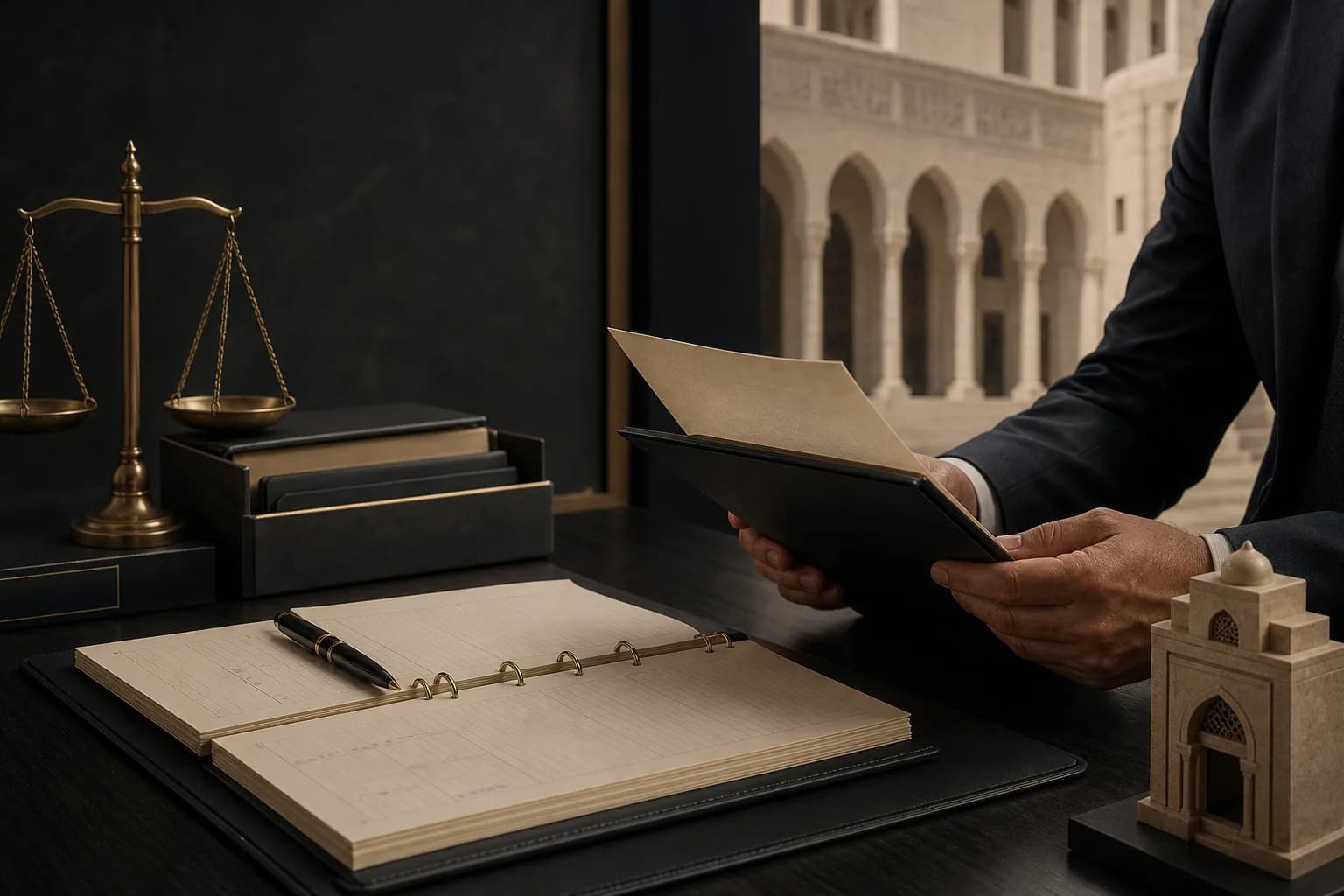 Lawyer reviewing a civil judgment, proof of service, and a calendar to calculate the cassation deadline