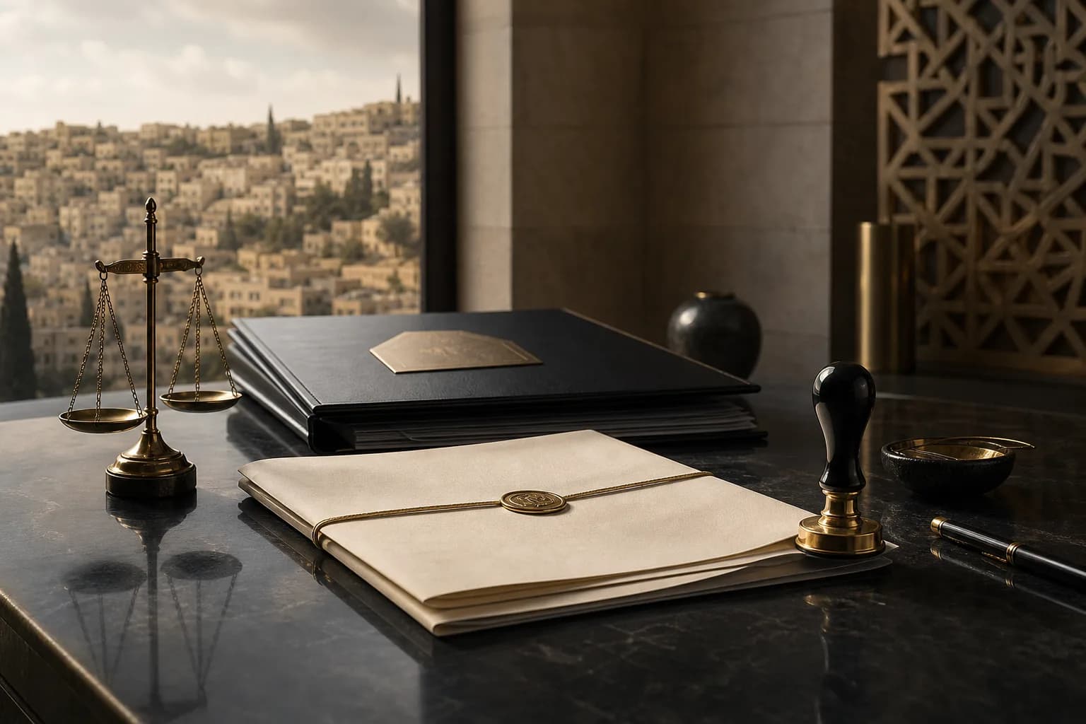 Power of attorney document and property registration file on a legal desk