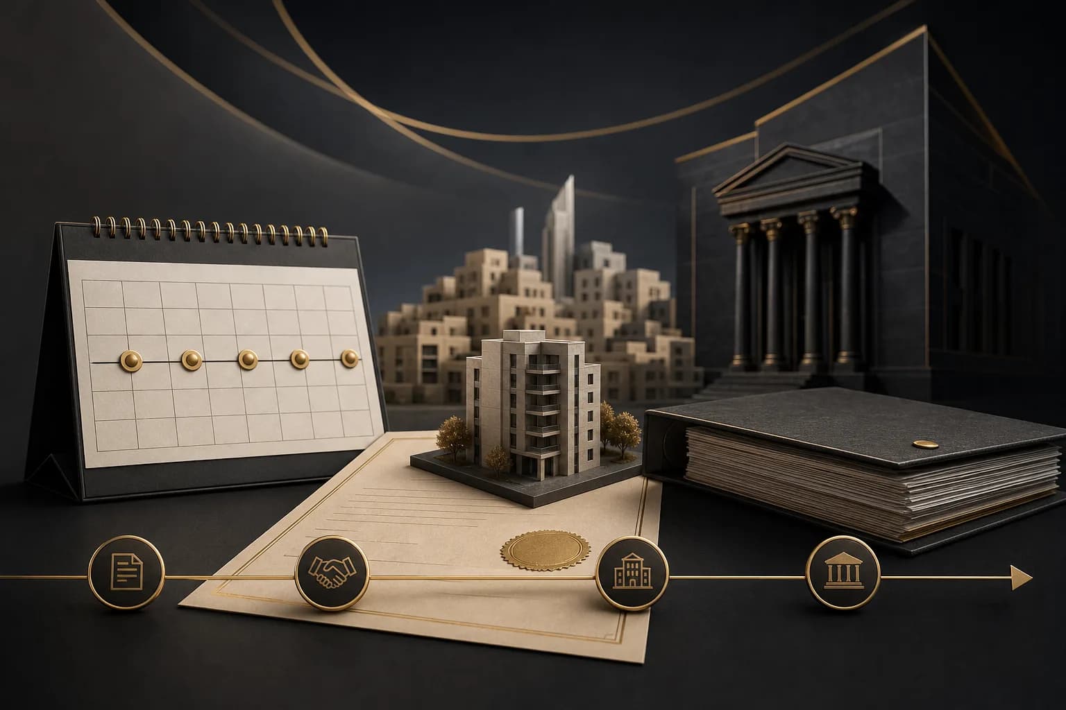 Illustration of a property sale registration timeline and pre-emption claim deadlines in Jordan