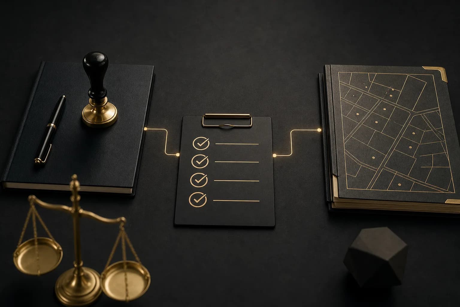 Conceptual scene showing the distinction between preparing a power of attorney and completing land registration