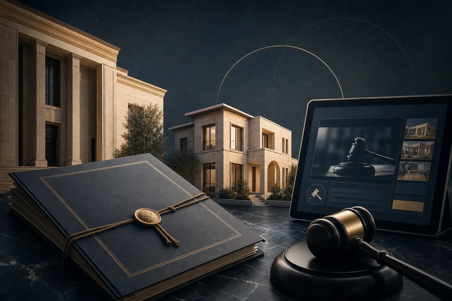 رسم توضيحي لمسار بيع عقار محجوز تنفيذياً بالمزاد العلني في الأردن