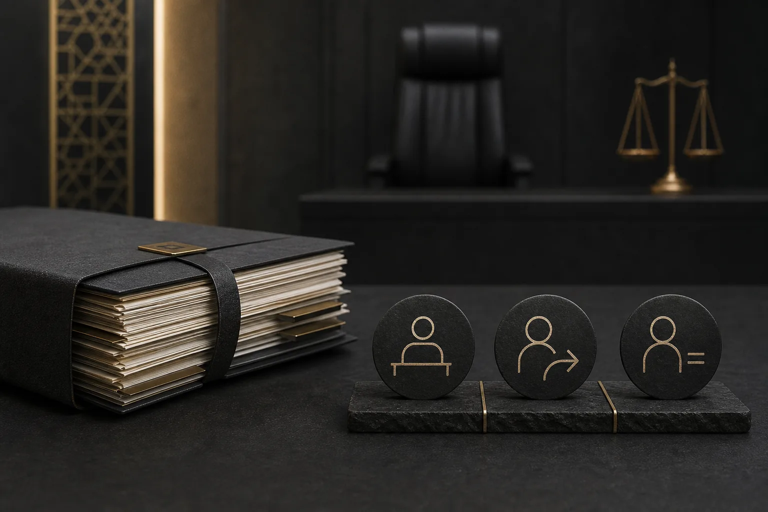 Organised legal file symbolising the distinction between recusal, judicial withdrawal, and disqualification
