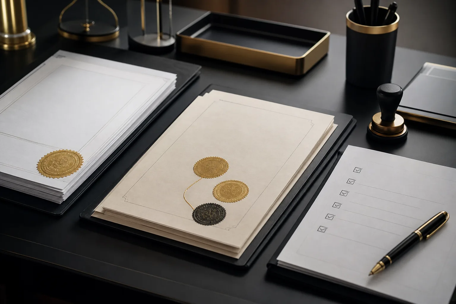 A foreign judgment, Arabic translation and authentication papers arranged in a legal file